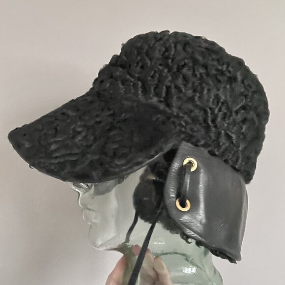 Isabel Marant Etoile Black Persian Lamb Fur Leather Bucket Hat - Picture 4 of 7